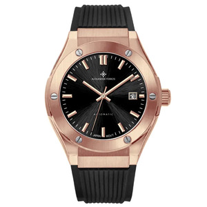 นาฬิกาข้อมือผู้ชาย Alexander Ferros รุ่น 2242R-01 ระบบอัตโนมัติ กันน้ำ ขนาด 40 มม. สายยาง ตัวเรือนสแตนเลสสตีล หน้าปัดแซฟไฟร์ พร้อมหัวเข็มขัดสแตนเลส - Product Image 1