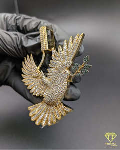 จี้รูปนกพิราบประดับเพชร VVS สร้างในห้องปฏิบัติการ เงินแท้ 925 สไตล์ฮิปฮอป เครื่องประดับสำหรับทุกเพศ - Product Image 1