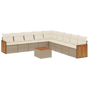 Set Divano da Giardino in Rattan Beige, Arredamento da Esterno dal Design Contemporaneo, Cuscini in Schiuma ad Alta Densità Impermeabili, Rattan PE Resistente ai Raggi UV - Product Image 4