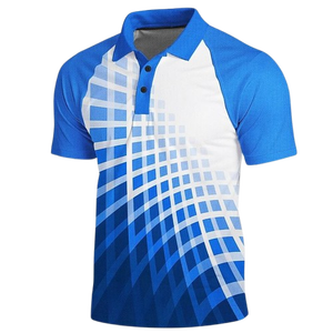 Polo Sublimado para Hombre, Manga Corta, Patrón Geométrico, Secado Rápido, Estilo Deportivo, Tejido de Poliéster - Product Image 1