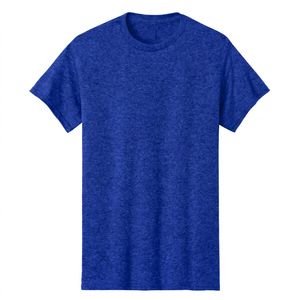 Camiseta de punto de manga corta con cuello redondo, 100% algodón, estampado puff frontal, estilo urbano, corte holgado, color liso, transpirable, heather. - Product Image 2