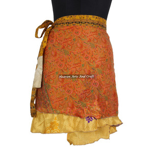 Minifalda Cruzada de Seda de Último Diseño 2026, Reversible de Dos Capas, Estilo Vintage Bohemio Indio - Product Image 5