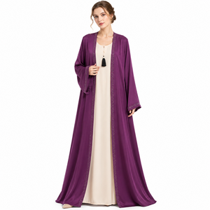 Abaya Estilo Dubái Minimalista, Kaftán Abierto por Delante, Abaya Turca Abierta, Abaya Clásica Farasha, Abaya con Mangas Kimono, Abaya Árabe Moderna A - Product Image 5