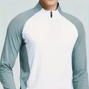 T-shirt à demi-zip pour homme adulte, style streetwear, couleur personnalisée, manches longues, t-shirt uni à séchage rapide, style streetwear, 3/4 zip - Product Image 4