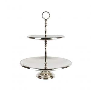 Support à double étage en laiton gravé traditionnel pour la décoration intérieure du Moyen-Orient et d'Europe, décoration de table, utilisation en cuisine - Product Image 1