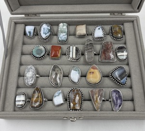 Bagues en pierres précieuses naturelles assorties, faites à la main, plaquées argent, vente en gros, bagues assorties pour les occasions spéciales - Product Image 5