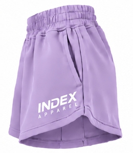 กางเกงขาสั้นผู้หญิงสีม่วง ยี่ห้อ Index Apparel เอวยางยืด สวมใส่สบาย ระบายอากาศได้ดี ทรงปกติ ขาขวา มีโลโก้ - Product Image 5