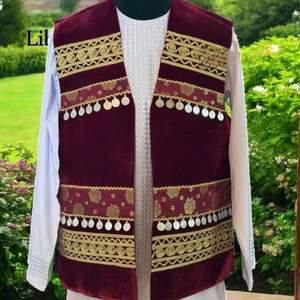 Chaleco Afgano Clásico para Hombre, Hecho a Mano, Transpirable, de Secado Rápido, de Lana, Informal, sin Mangas, Cómodo, para Otoño, con Encaje, Tradicional, para Mehndi - Product Image 6