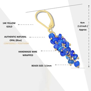 Blue Opal <b>Sterling</b> <b>Silver</b> Gold Plated Dangle Drop Earrings Beaded Statement Jewelry for Women Wedding Party Gift - Product Image 2