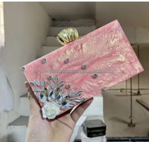 Pochette moderne en résine Sac à main Fermeture éclair Sac à main tendance vintage élégant Dragonne détachable Inde - Product Image 6