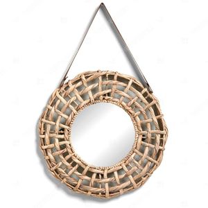 Sunburst <b>Makeup</b> <b>Mirror</b> Dressing Bedroom Bathroom Water Hyacinth Straw <b>Mirror</b> Living Room Decor - Product Image 5