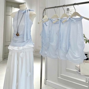 เสื้อสายเดี่ยวลายทางสีน้ำเงินแฟชั่นสำหรับผู้หญิง ฤดูร้อน สไตล์ลำลอง สตรีทแวร์ แขนกุด ผ้าฝ้ายผสมโพลีเอสเตอร์ เนื้อนุ่ม ระบายอากาศได้ดี - Product Image 2