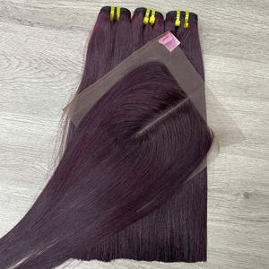 Vente en gros d'extensions de cheveux vietnamiennes 100% Super Double os droit bordeaux tissage cheveux vierges bruts - Product Image 4