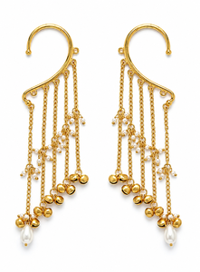 Pendientes de Aro Bohemios de Aleación Chapados en Oro con Diseño de Flores y Perlas de Imitación para Mujer, Ideales para Bodas y Fiestas - Product Image 2