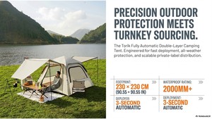 Torik Beach Camping Oxford <b>Canopy</b> <b>Tent</b> Double 2-Layer 230x230cm Fully Automatic Portable 2000mm Waterproof Four-Season Straight - Product Image 2