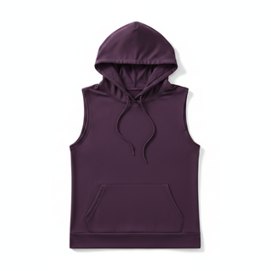 Women's Cotton Hoodie Sleeveless Sweatshirt with <b>Zip</b> <b>up</b> pullover and Ribbed Hem Custom Logo gym wear Training Style vest - Product Image 2