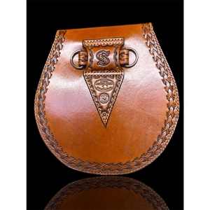 Sac de kilt écossais en cuir véritable personnalisé, motif cerf gaufré, design celtique, fait main, pochette de taille traditionnelle des Highlands - Product Image 5