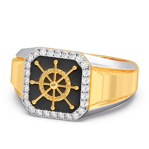 Black Color Stone Lab <b>Diamond</b> Gold Statement <b>Ring</b> Designer Jewellery - Product Image 1