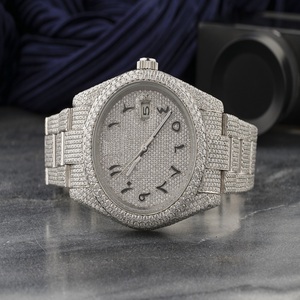 Luxury Iced Out Moissanite <b>Watch</b> Arabic Dial Round Diamond Hip Hop Jewellery Bust Down Statement Timepiece - Product Image 1