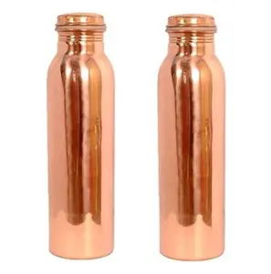 Botella de agua de cobre con acabado pulido brillante de Metal de cobre 100%, lo mejor para viajar al aire libre, botella para beber de LUXURY CRAFTS