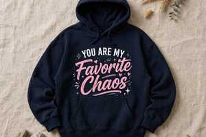 เสื้อสเวตเชิ้ตมีฮู้ดสีดำสำหรับผู้หญิง ลาย You Are My Favorite Chaos ผ้าฝ้าย 100% มีกระเป๋าหน้า ใส่ได้ในฤดูหนาว - Product Image 5