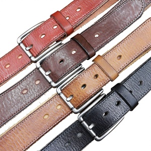 Ceinture large décontractée en cuir véritable noir vintage faite à la main avec boucle à ardillon – Vente en gros de ceintures en cuir véritable - Product Image 2