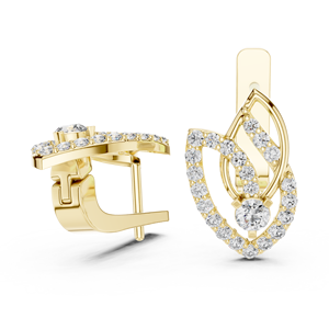 14K 18K Solid Gold Round Cut Lab Grown Diamond <b>Leaf</b> Shaped Earrings 0.55 CTW DEF VVS Russian Lock Earrings Fine <b>Jewelry</b> Earrings - Product Image 2