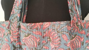 Luxury Gray Cotton <b>Tote</b> <b>Bag</b> with Floral Print Bohemian Style <b>Summer</b> Casual Zipper Shopping Handbag for Women - Product Image 2