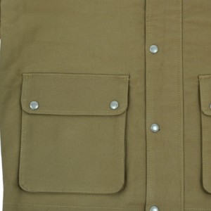 Men's Brown Canvas Logo Front Hooded Collar Shirt Jacket <b>Covered</b> <b>Button</b> Closure Breathable 100% Cotton Winter Streetwear Regular - Product Image 6