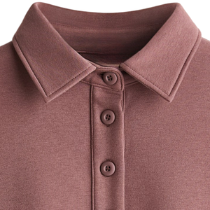Sweat-shirt à col pour femme, pull en molleton décontracté à manches longues, haut chaud à col rond, broderie de logo personnalisée, vêtements de sport tendance - Product Image 5