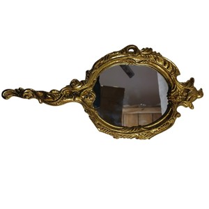 Ornate Antique Brass Hand Mirror Vintage Style Vintage Gold Handheld Mirror for Luxury Makeup and Home Decor Lowest Price - Product Image 6