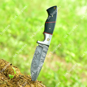 Cuchillo de Supervivencia de Acero de Damasco Forjado a Mano de Primera Calidad, Hoja Fija, para Campismo, Caza, Uso Diario, con Mango de Micarta y Funda - Product Image 4