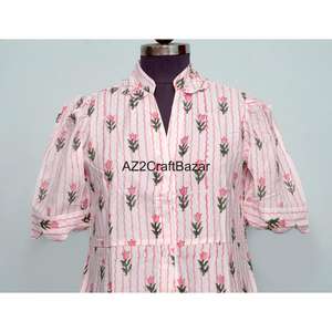 Women's Cute Cotton Block Floral Printed V-<b>Neck</b> A-Line Midi <b>Dress</b> Short Sleeve Boho <b>Weddings</b> Casual Party Wear Bikini Cover <b>Lace</b> - Product Image 2