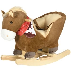 Dondolo in legno a forma di pony con suono, ispirato a un pony con sciarpa, giocattolo cavalcabile per bambini - Product Image 1