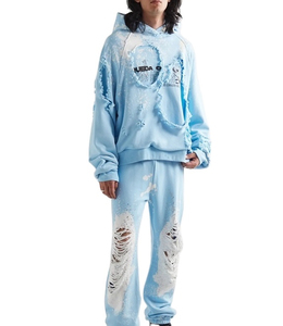 Sweat à capuche épais 100% Coton, coupe ample et oversize, design personnalisé, effet délavé soleil et délavé à la pierre, effet vieilli, en molleton bouclette, pour l'hiver - Product Image 1