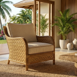 Chaise de salle à manger d'extérieur minimaliste en rotin écologique - Durable, confortable et légère pour appartement, villa et salon - Product Image 1