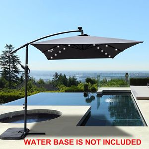 Ombrellone Rettangolare 2x3M da Esterno con Luci LED Solari, Impermeabile, 6 Stecche, con Manovella e Base a Croce, Parasole da Mercato - Product Image 1