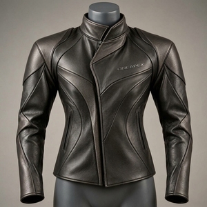 Men Leather Stand Collar Zipper <b>Jacket</b> Motorcycle <b>Racer</b> <b>Jacket</b> Custom Motorcycle Leather <b>Jacket</b> Wholesale Manufacturer - Product Image 2