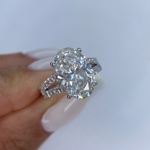Oval cut lab grown diamond <b>Split</b> shank engagement <b>ring</b> 5 carat diamond <b>ring</b> Lab created diamond <b>ring</b> - Product Image 4