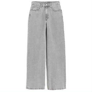 Jean décontracté bleu clair délavé pour femme, coupe large en denim de coton, toucher doux, longueur complète, pantalon décontracté pour le quotidien - Product Image 4