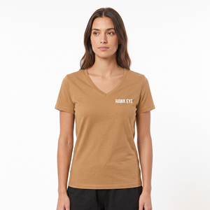T-shirts en coton uni de haute qualité pour femmes, vente en gros, impression personnalisée, manches courtes, col en V, pour dames - Product Image 4