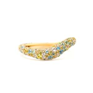 Anillo de oro de 14 quilates con diamantes cultivados en laboratorio, diseño de onda con pavé completo en degradado, anillo llamativo con múltiples piedras creadas en laboratorio para mujer - Product Image 2