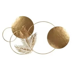 Beautiful Fantastic Modern Metal Wall Sculpture with Golden Foliage Design Circular Home Decor for Living Room - Product Image 1