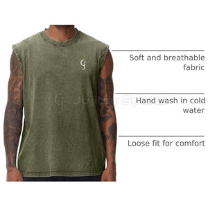 Easy Fit Acid Wash <b>Tank</b> <b>Top</b> <b>Men</b> 100% Cotton Casual Style Lightweight Breathable Eco-Friendly Quick Dry Comfortable Shape Simple - Product Image 4