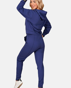 ชุดเซ็ทเสื้อผ้าผู้หญิงสองชิ้น คอลเลคชั่นฤดูใบไม้ร่วง 2026 ผ้าฝ้าย ทรงเข้ารูป ซิป ชุดวอร์ม แต่งแพทช์ ชุดสเวตสูทแบบครอป เสื้อฮู้ดดี้และกางเกงขาสั้น - Product Image 3