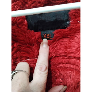 Veste en simili cuir noir doublée de fourrure synthétique rouge, style gothique punk, pour femme, taille XXL - Product Image 2