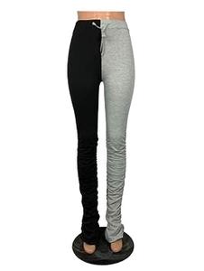 Vente en gros 100% Vêtements de sport personnalisés de haute qualité 2 tons pour femmes Maigre Taille haute Séchage rapide Contraste Couleur Joggers empilés - Product Image 2