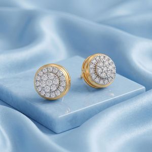 Boucles d'oreilles clous en diamant de laboratoire rond Halo - Product Image 3