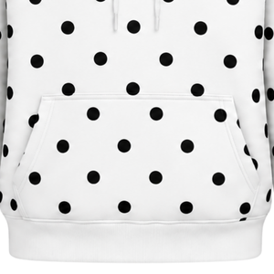 Custom White <b>Black</b> Polka Dot Women Pullover Hoodie Casual Fleece Hooded <b>Sweatshirt</b> with Drawstring Kangaroo Pocket Streetwear - Product Image 5