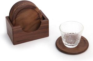 Juego de posavasos y soporte de madera de nogal de alta calidad para accesorios y decoración del hogar, artesanía de cocina de Vietnam. - Product Image 5